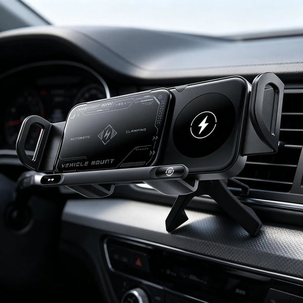 Foldable Phone Holder Car Wireless Charging Phone Mount Universal Phone Holder Intelligent Induction Electric Rotation Charger